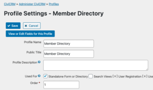 Profile settings for Member Directory