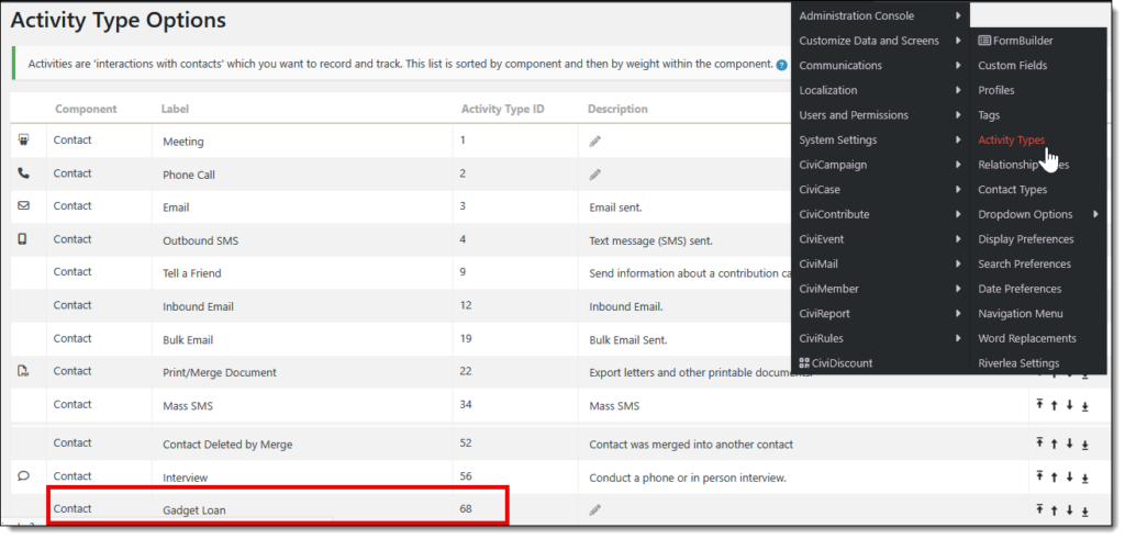 Options for CiviCRM Custom Activity Types