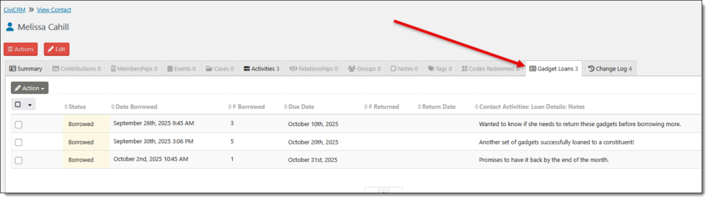 CiviCRM SearchKit report in Contact Record tab