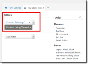 CiviCRM FormBuilder filter for tabbed view