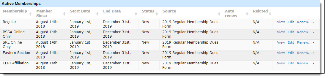 CiviCRM Membership Record