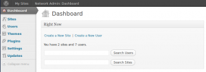 WordPress Network Admin Dashboard