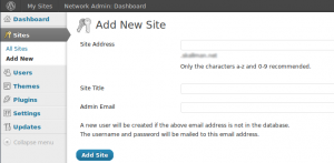 WordPress Multisite Add New Site